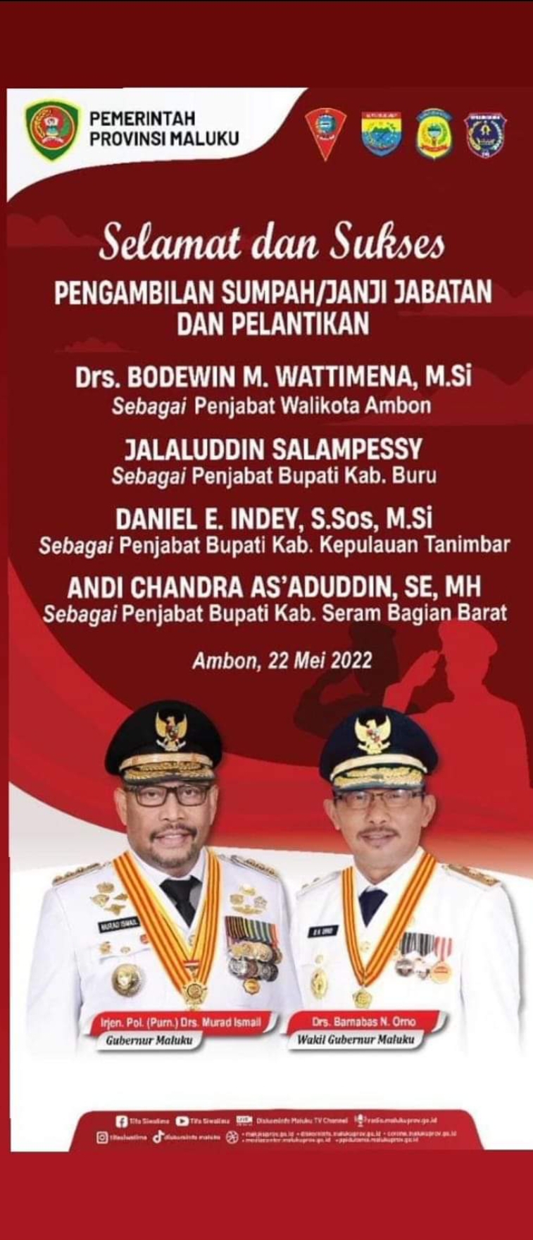 Empat Penjabat Kepala Daerah Di Maluku Dilantik Besok Siapa Mereka