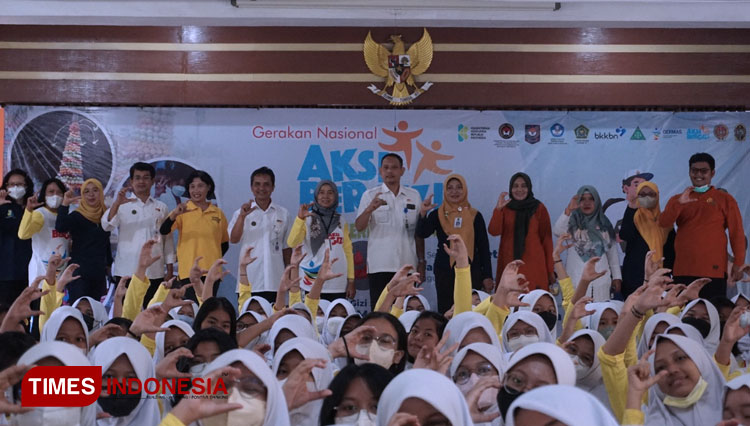 SMP Negeri 8 Yogyakarta menggelar kegiatan Gerakan Nasional Aksi Bergizi 2022 yang diselenggarakan oleh Kementerian Kesehatan RI. (FOTO: Fajar Rianto/TIMES Indonesia)