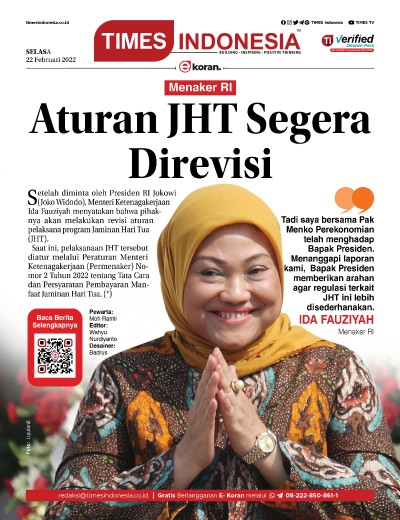 Edisi Selasa, 22 Februari 2021: E-Koran, Bacaan Positif Masyarakat 5.0