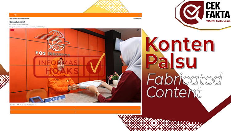 Tangkapan layar situs yang mengatasnamakan PT Pos Indonesia mengadakan promosi aplikasi berhadiah Rp2 juta.