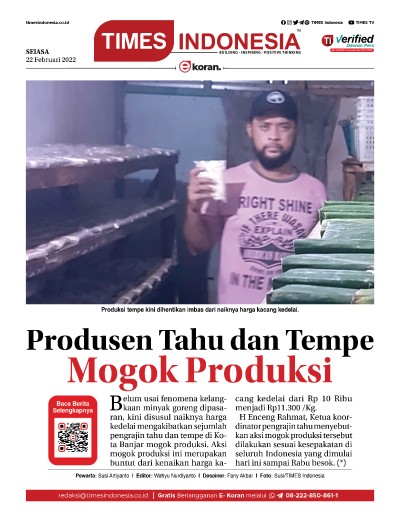 Edisi Selasa, 22 Februari 2021: E-Koran, Bacaan Positif Masyarakat 5.0