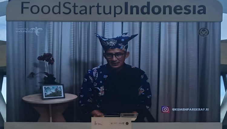 Menparekraf Sandiaga Uno membuka Kick Off FSI 2022, Rabu (2/3/2022). (Foto: Tangkapan Layar)
