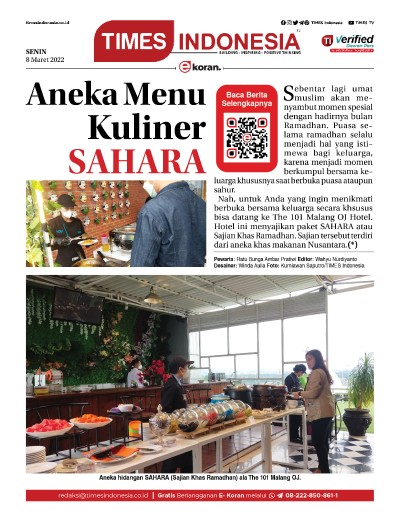 Edisi Selasa, 8 Maret 2022: E-Koran, Bacaan Positif Masyarakat 5.0