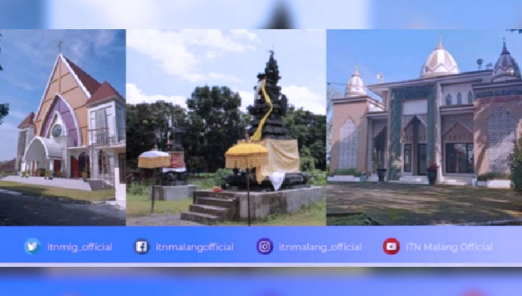 Tiga tempat ibadah yang dimiliki ITN Malang. (Foto: Dok. ITN Malang)