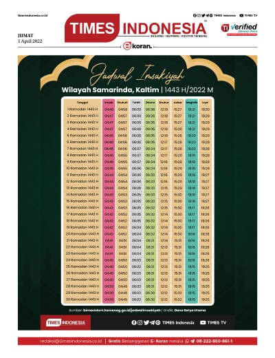 Jadwal Imsakiyah 1443 H