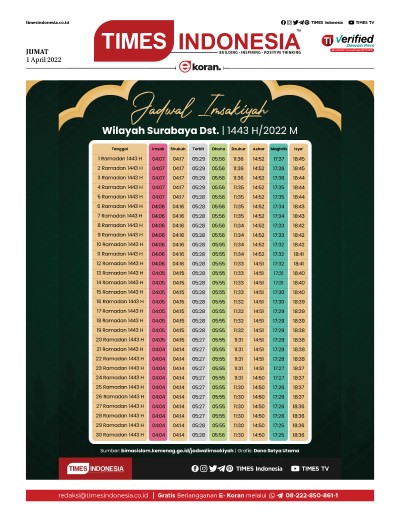 Jadwal Imsakiyah 1443 H