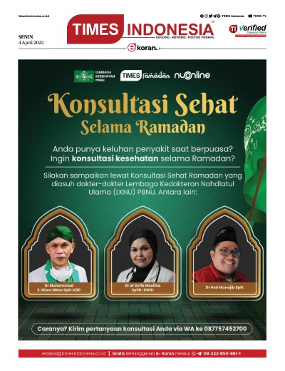 Edisi Senin, 4 April 2022: E-Koran, Bacaan Positif Masyarakat 5.0
