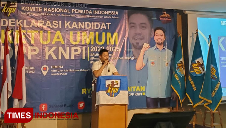 Muhammad Ryano Satrya Panjaitan atau akrab disapa Ryano saat mendeklarasikan pancalonannya sebagai Caketum KNPI pada Kongres XVI - (FOTO: dok. Tim Ryano Satrya for TIMES Indonesia)