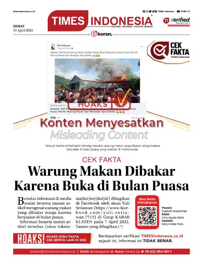 Edisi Jumat, 15 April 2022: E-Koran, Bacaan Positif Masyarakat 5.0
