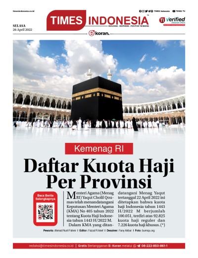 Edisi Selasa, 26 April 2022: E-Koran, Bacaan Positif Masyarakat 5.0