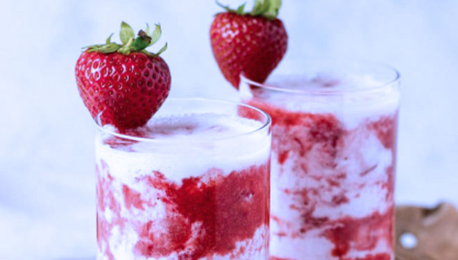 The tasty refreshing look of Korean Strawberry Milk.