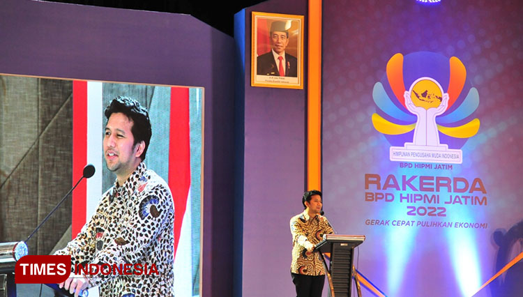 Wagub Emil saat membuka Rakerda HIPMI Jatim di Hotel Novotel Samator Surabaya Timur pada 14 Mei 2022 kemarin.(Foto: Lely Yuana/TIMES Indonesia)