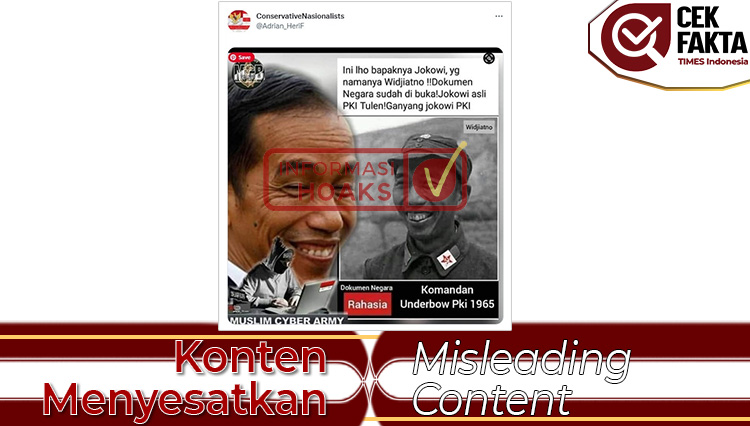 CEK FAKTA: Benarkah Ini Foto Ayah Jokowi Bernama Widjiatno dan Komandan Underbow PKI?