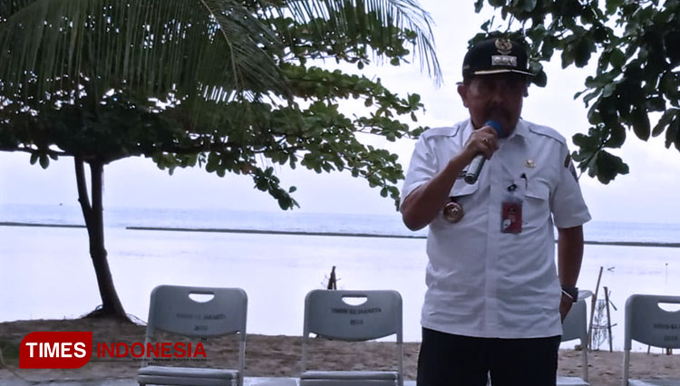 Bupati Kepulauan Seribu Junaedi dalam sambutannya. (FOTO: Fahmi/TIMES Indonesia)