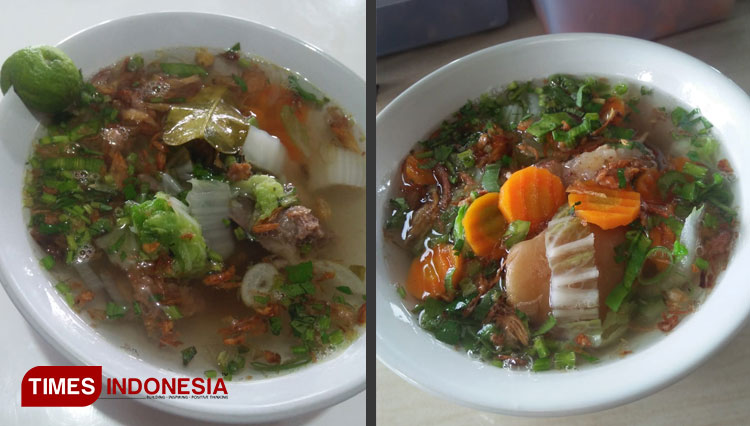 Semangkuk sup iga dengan aneka topping bercita rasa kaya akan rempah. (Fani Ferdiansyah/TIMES Indonesia) 