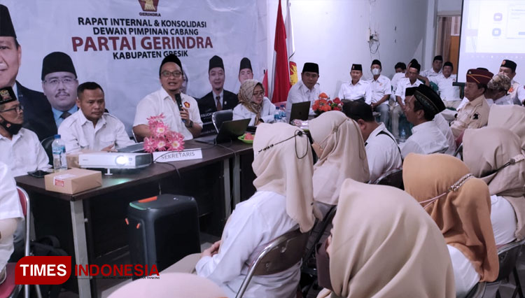Konsolidasi Partai Gerindra Gresik (FOTO: Akmal/TIMES Indonesia).