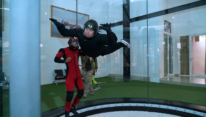 Asah Keahlian Prajurit dan Atlit Free Fall, Divif 2 Kostrad Uji Coba Fasilitas VRPS - Wind Tunnel