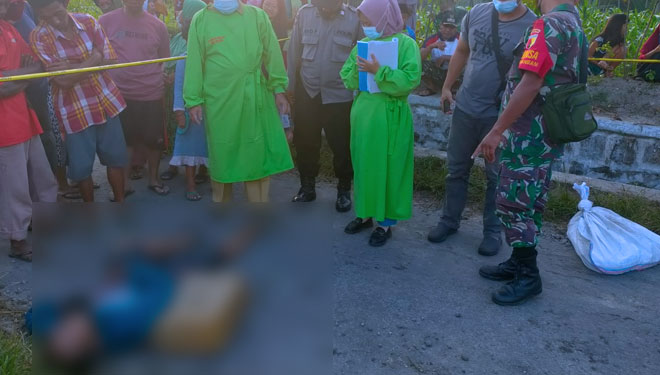 Ponirin warga Lingkungan Palulo Kecamatan Nglegok Kabupaten Blitar Jawa Timur ditemukan tewas beserta ular Piton, Selasa (12/7/2022). (Foto: Humas Polres Blitar Kota)