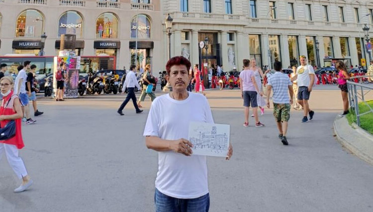 Bertolak ke Eropa, Mimpi Hamid Nabhan Melukis Plaza de Catalunya Terwujud