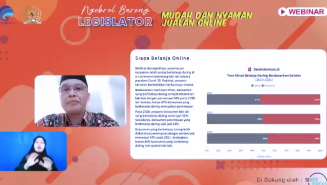 Anggota DPR RI Sukamta saat paparan dalam webinar Ngobrol Bareng Legislator. (Foto : Hasil tangkapan layar)