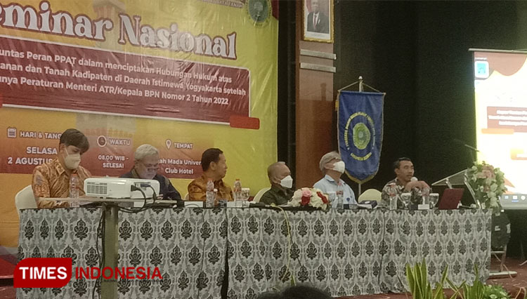 Suasana Seminar Nasional tentang Tanah Kasultanan dan Kadipaten oleh Ikatan PPAT di UC UGM. (FOTO: A Riyadi/TIMES Indonesia)