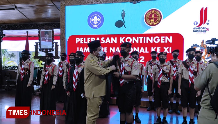 Bupati Blora Lepaskan Kontingen Jambore Nasional XI Tahun 2022 Kwarcab Blora