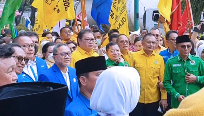 Pimpinan partai Koalisi Indonesia Bersatu mendaftar ke KPU, Jakarta, Rabu, (10/8/2022). (FOTO: Dok. Medcom)