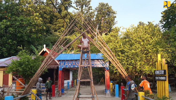 Ilustrasi proyek pembangunan infrastruktur untuk pengembangan KSPN Raja Ampat agar menjadi destinasi wisata unggulan di Provinsi Papua Barat. (FOTO: Biro Komunikasi Publik Kementerian PUPR RI)