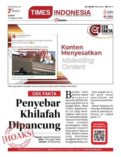 Edisi Sabtu, 13 Agustus 2022: E-Koran, Bacaan Positif Masyarakat 5.0