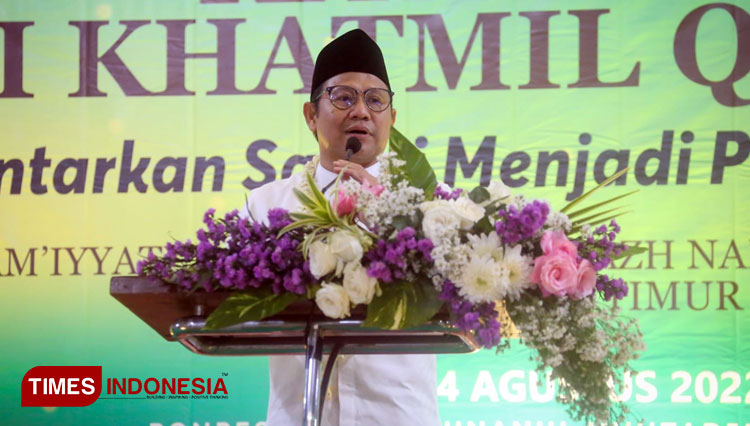 Ketum PKB Abdul Muhaimin Iskandar saat berada di Gresik Jawa Timur (Foto: Akmal/TIMES Indonesia).