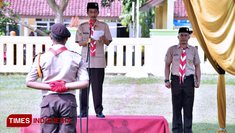 Wakil Wali Kota Banjar saat membacakan sambutan dari Ketua Kwartir Nasional Gerakan Pramuka (FOTO: Susi/TIMES Indonesia)