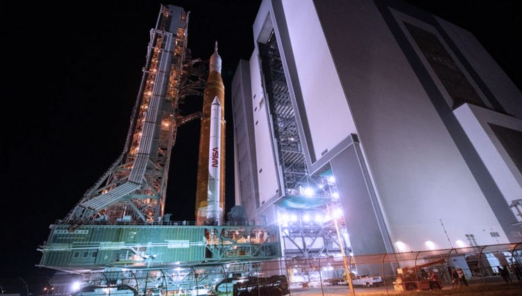 NASA’s Space Launch System (SLS) rocket with the Orion spacecraft  at NASA’s Kennedy Space Center in Florida.(Photo: NASA)
