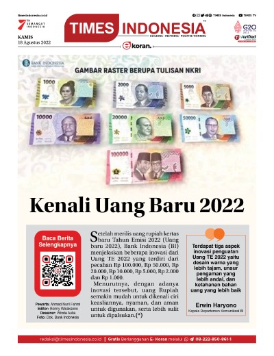 Edisi Kamis, 18 Agustus 2022: E-Koran, Bacaan Positif Masyarakat 5.0