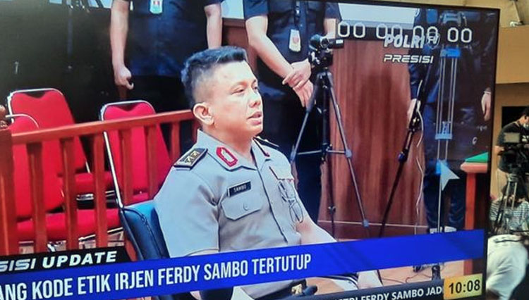 Ferdy Sambo saat sidang komisi kode etik Polri di Mabes Polri, Jakarta, Kamis (25/8/2022) (Foto: Antarafoto/Laili Rahmawaty)
