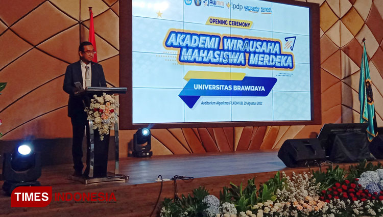 Rektor UB Prof. Widodo, S.Si.,M.Si.,Ph.D.Med.Sc saat pembukaan AWMM. (Foto: Naufal Ardiansyah/TIMES Indonesia)