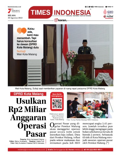 Edisi Selasa, 30 Agustus 2022: E-Koran, Bacaan Positif Masyarakat 5.0