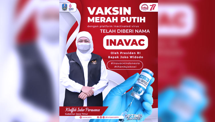 Jokowi Resmi Ganti Nama Vaksin Merah Putih Jadi Inavac, Gubernur Khofifah Bangga