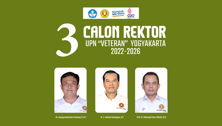 Tiga Calon Rektor UPN Veteran Yogyakarta Periode 2022-2026.