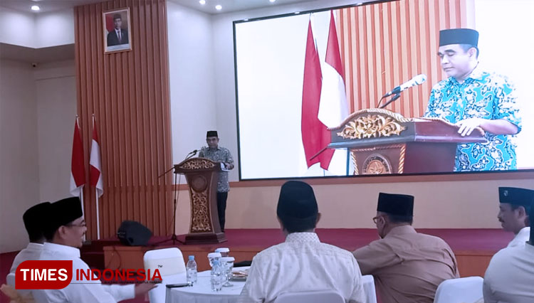 Wakil Ketua MPR RI, Ahmad Muzani saat mengisi kuliah umum di Unuja Probolinggo, Jatim (FOTO: Dicko W/TIMES Indonesia)