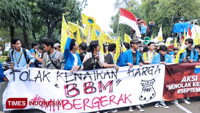 Demo PMII di Jakarta, Senin (5/9/2022). (FOTO : Moh. Ramli/TIMES Indonesia)