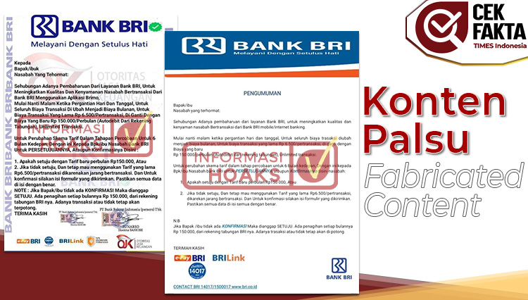 CEK FAKTA: Salah, Tarif Transfer BRI ke Bank Lain Sebesar Rp150.000 per Bulan