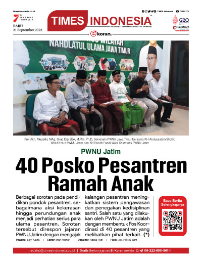 Edisi Rabu, 21 September 2022: E-Koran, Bacaan Positif Masyarakat 5.0