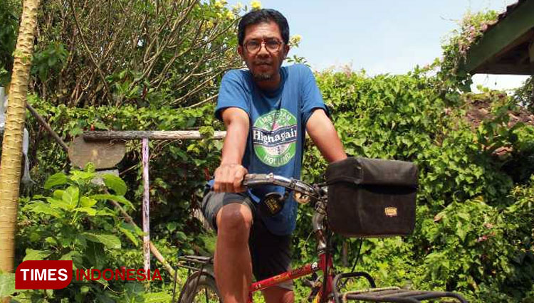 Adhie Widyatama, Pemilik Pesanggrahan Sepeda sekaligus inisiator  inisiator wisata bersepeda  track alam Desa Pandantoyo, Kabupaten Kediri (Foto: Yobby/TIMES Indonesia)