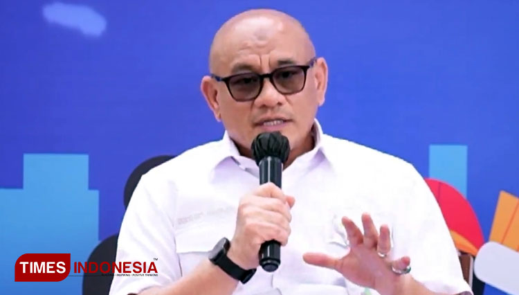 Deputi Direktur Kanwil BPJS Ketenagakerjaan Jawa Barat, Suwilwan Rachmat, pada acara JAPRI (Jabar Punya Informasi), di halaman Gedung Sate, Bandung, Selasa (11/10/2022). (Foto: Megha Nugraha/TIMES Indonesia)