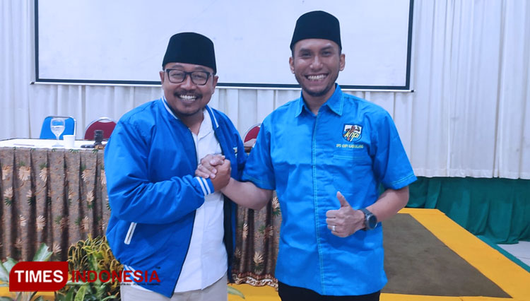 Zulham Akhmad Mubarrok (kanan) terpilih jadi Ketua DPD KNPI Kabupaten Malang. (Foto: Tria/TIMES Indonesia)