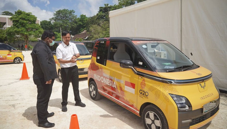 Wuling AIr EV yang menggunakan livery khusus sambut KTT G20 (dok/Wuling)