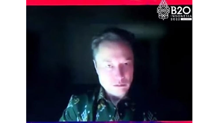 Elon Musk wearing dark green Batik Bomba of Palu, Central Sulawesi on G20 Indonesia (14/11/2022). (Photo: Screenshot)