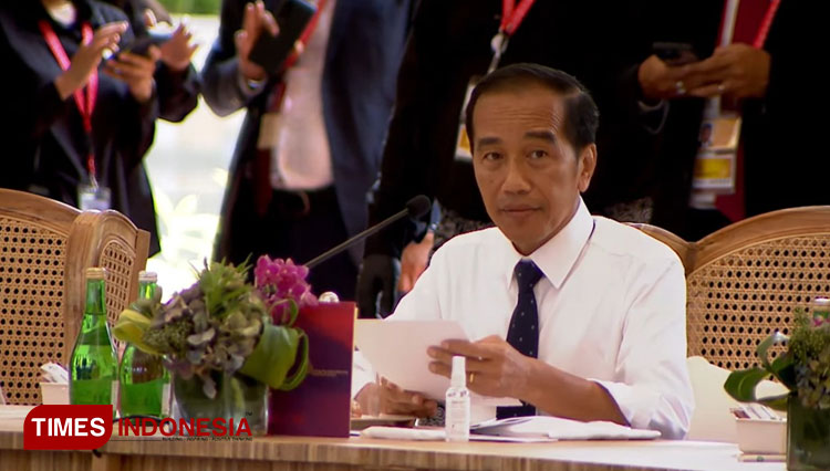 Jokowi during the G20 Luncheon (15/11/2022). (Photo: Imaduddin Muhammad/TIMES Indonesia) 