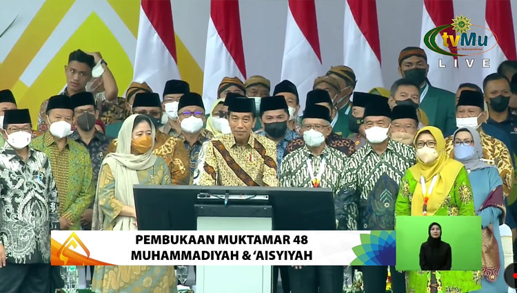 Presiden RI Jokowi membuka Muktamar ke-48 Muhammadiyah dan Aisyiyah. (FOTO: tangkapan layar youtube TVMU)