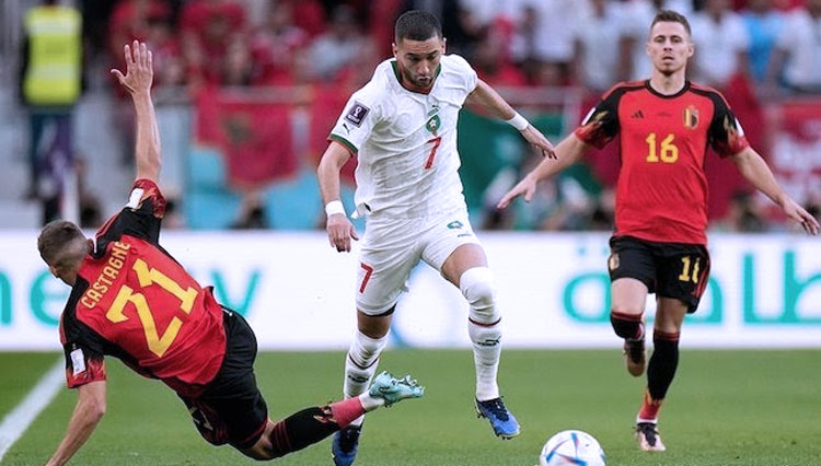 Timnas Belgia saat melawan Maroko di Piala Dunia 2022 Qatar. (FOTO: AP)